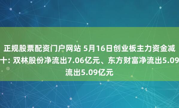 正规股票配资门户网站 5月16日创业板主力资金减仓前十: 双林股份净流出7.06亿元、东方财富净流出5.09亿元